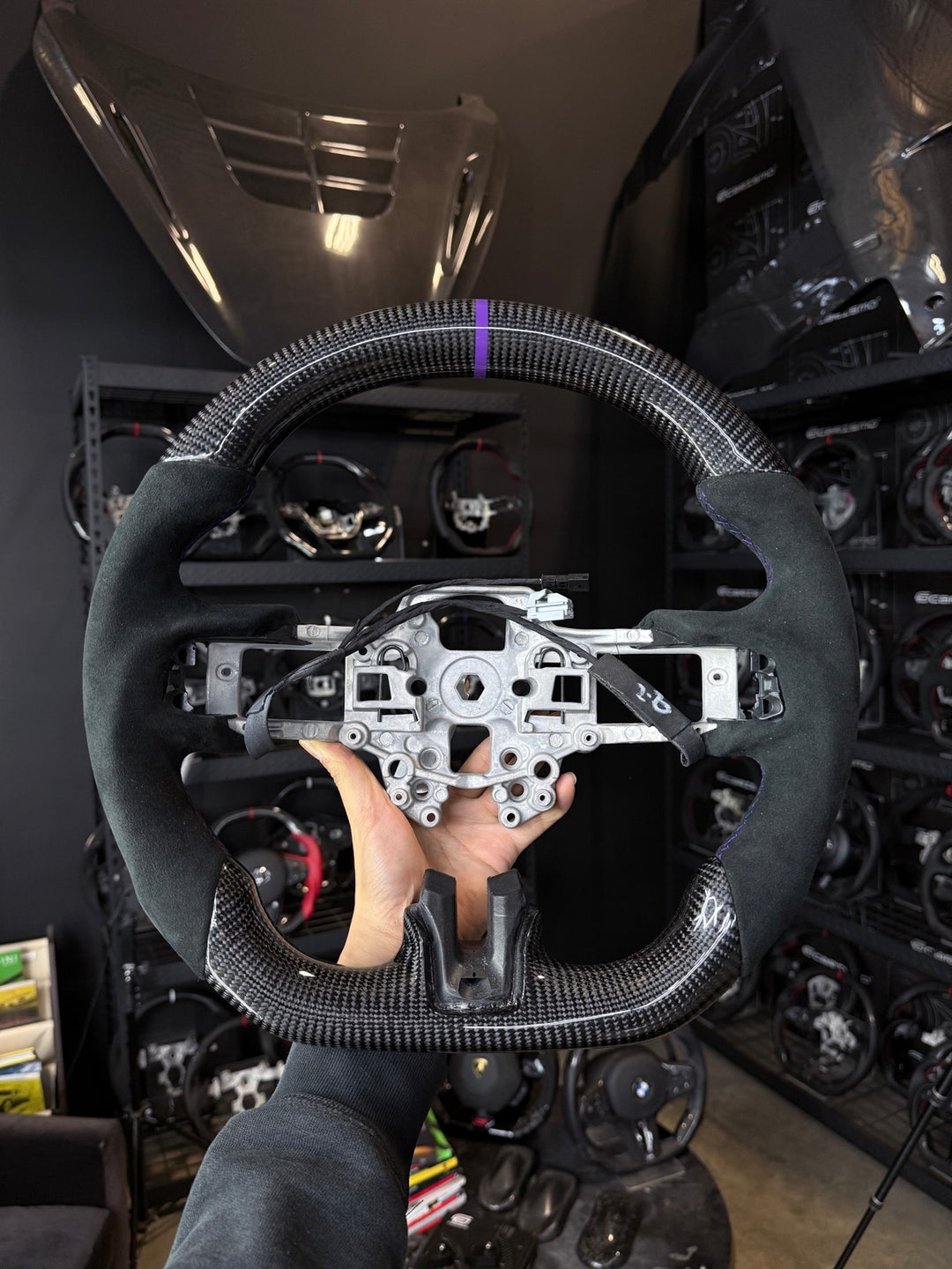 [Made to Order] Ford Mustang (S550 2018 Refresh) - Sport - Gloss Carbon - Alcantara - Purple Stitching - Purple Stripe
