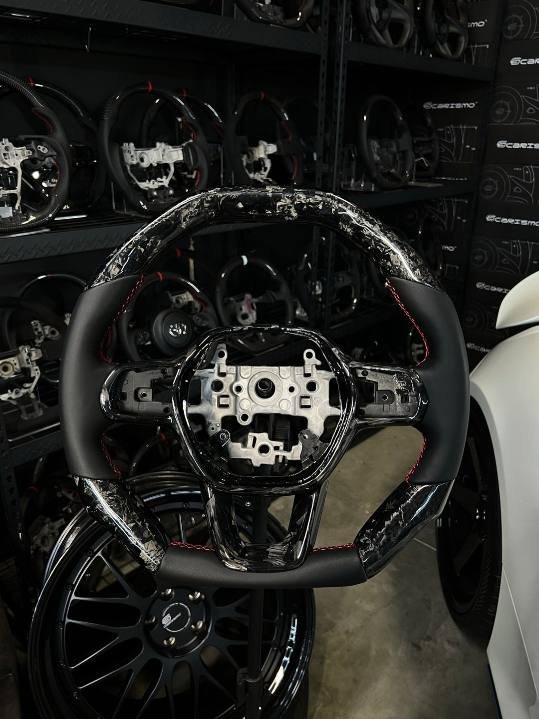 [Made to Order] Honda Civic (FE) / Type R (FL5) - Signature - Gloss Forged Carbon - Smooth Leather - Red Stitching - No Stripe