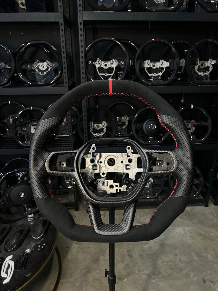 [Made to Order] Honda Civic (FE) / Type R (FL5) - Signature - No Carbon (Alcantara) - Perforated Leather - Red Stitching - Red Alcantara Stripe