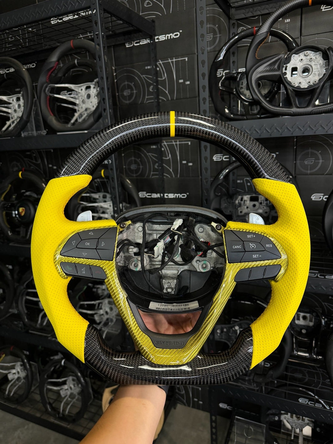 [Made to Order] Jeep Grand Cherokee (Gen 4 Facelift) - Sport - Gloss Carbon - Yellow Perforated Leather - Yellow Stitching - Yellow Stripe
