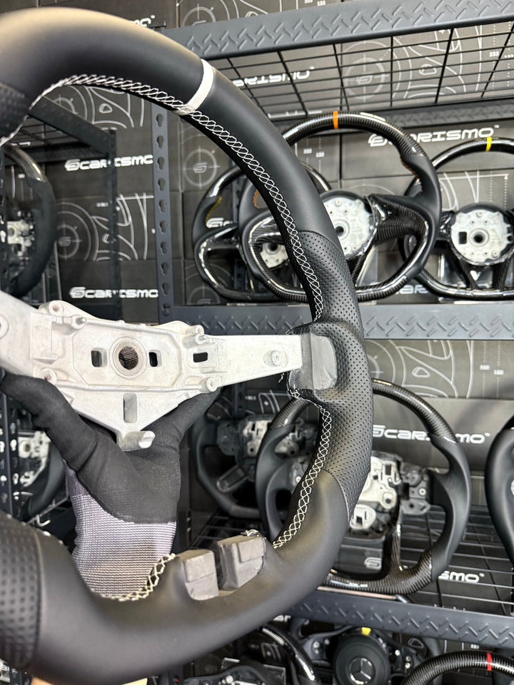 [Made to Order] Jeep Wrangler (JK) - Sport - (Full Leather) Smooth Leather - Perforated Leather - White Stitching - White Smooth Leather Stripe