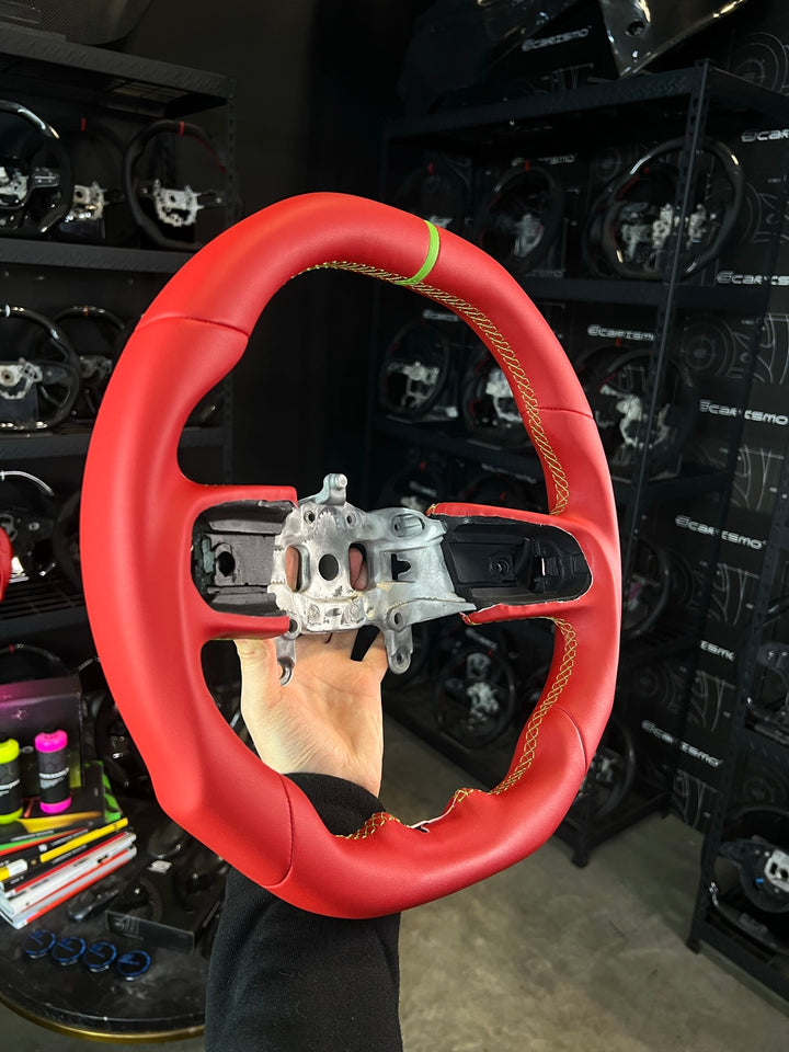 [Made to Order] Jeep Wrangler (JL) - Signature - (Full Leather) Red Smooth Leather - Red Smooth Leather - Lime Green Stitching - Lime Green Smooth Leather Stripe