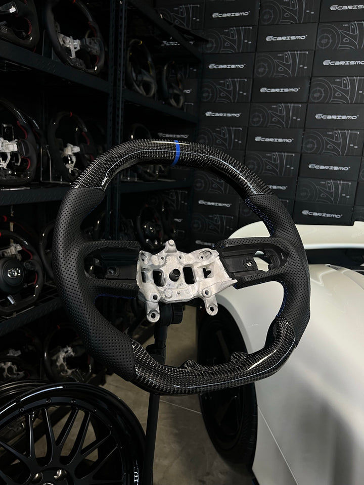 [Made to Order] Jeep Wrangler (JL) - Signature - Gloss Carbon - Perforated Leather - Blue Stitching - Blue Stripe