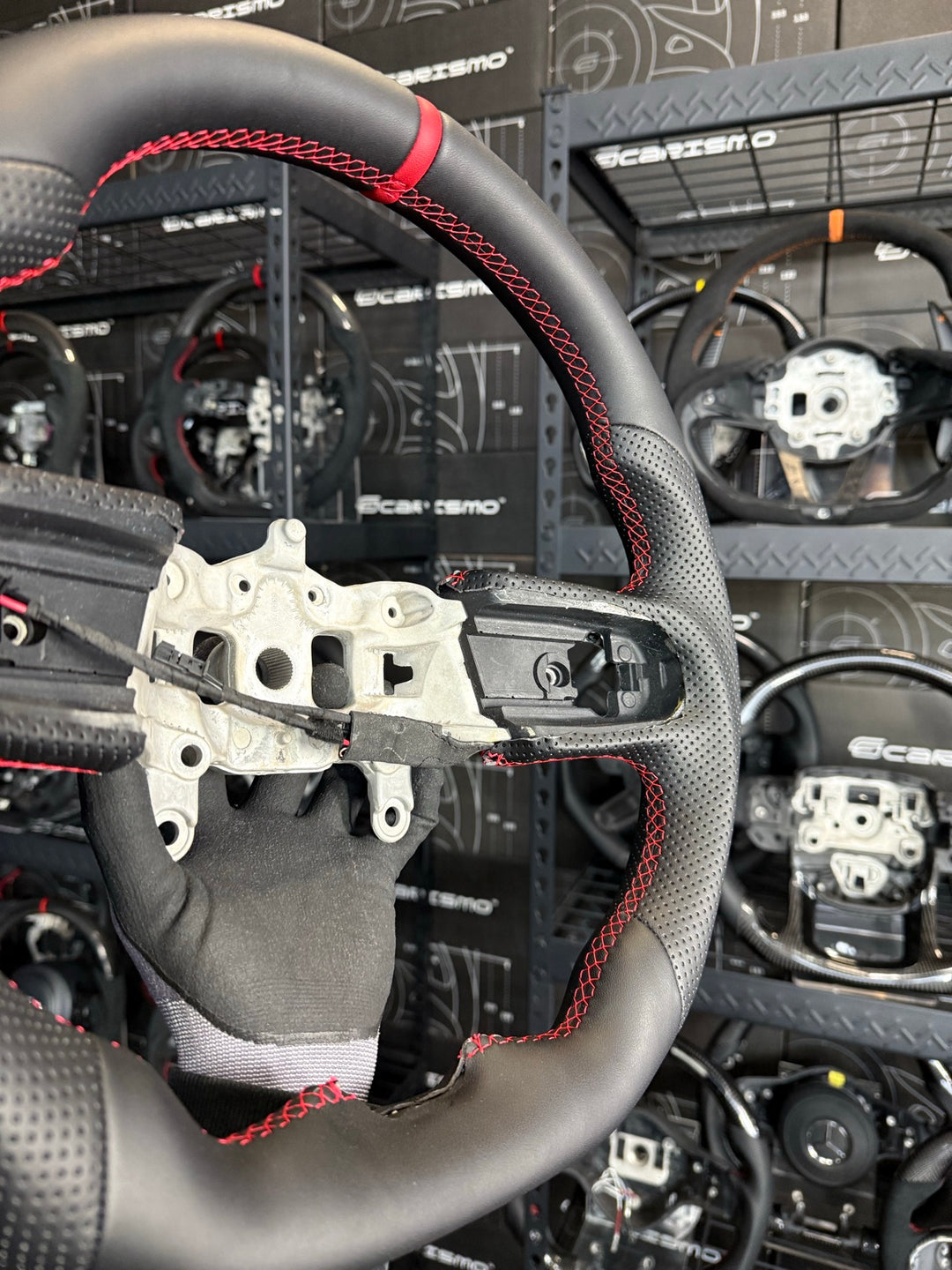 [Made to Order] Jeep Wrangler (JL) - Sport - (Full Leather) Smooth Leather - Perforated Leather - Red Stitching - Red Smooth Leather Stripe