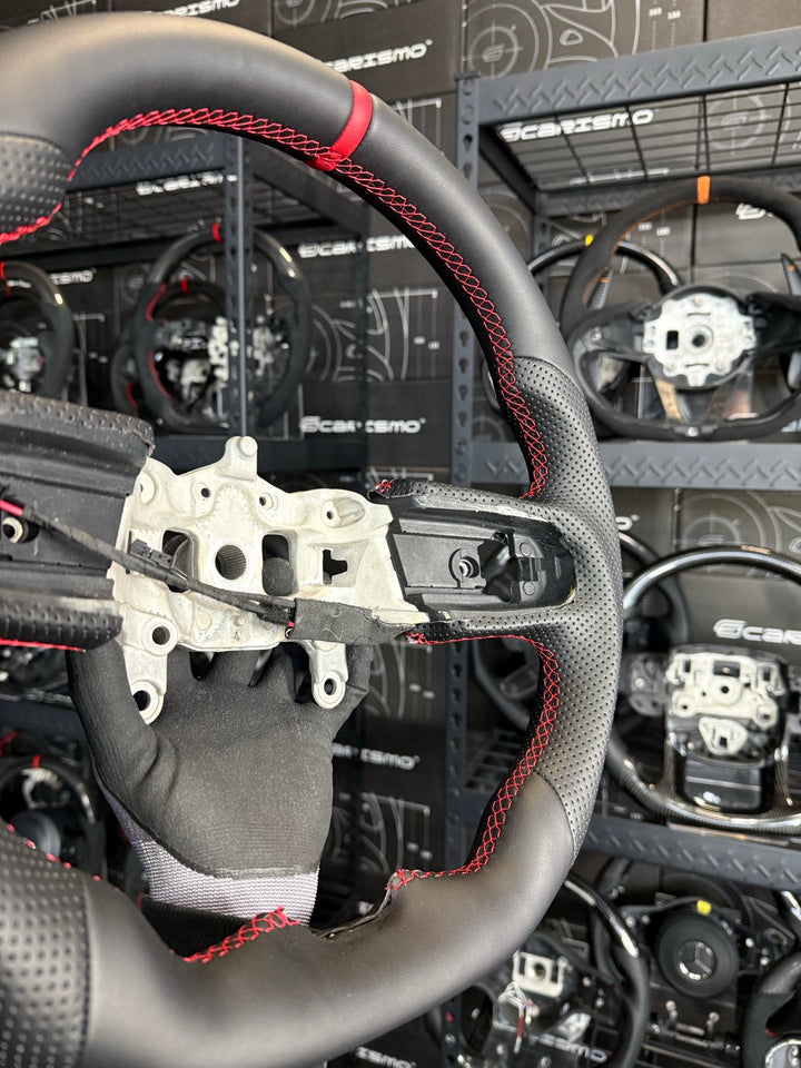 [Made to Order] Jeep Wrangler (JL) - Sport - (Full Leather) Smooth Leather - Perforated Leather - Red Stitching - Red Smooth Leather Stripe
