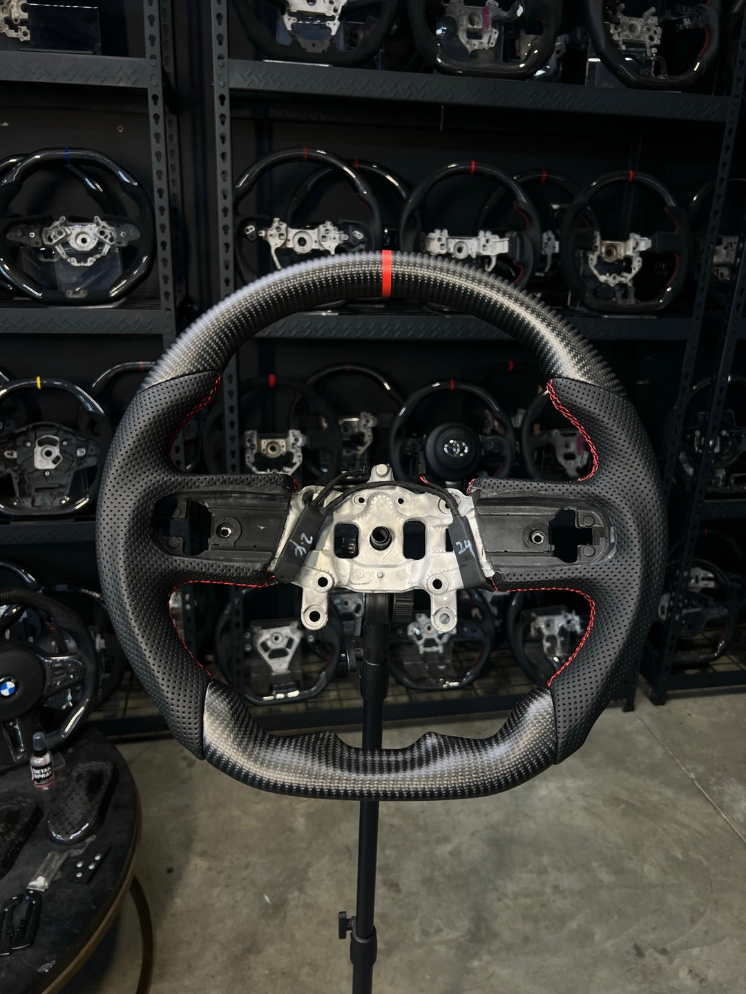 [Made to Order] Jeep Wrangler (JL) - Sport - Matte Carbon - Perforated Leather - Red Stitching - Red Stripe