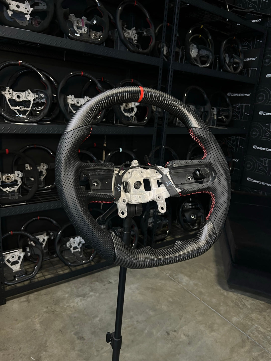 [Made to Order] Jeep Wrangler (JL) - Sport - Matte Carbon - Perforated Leather - Red Stitching - Red Stripe