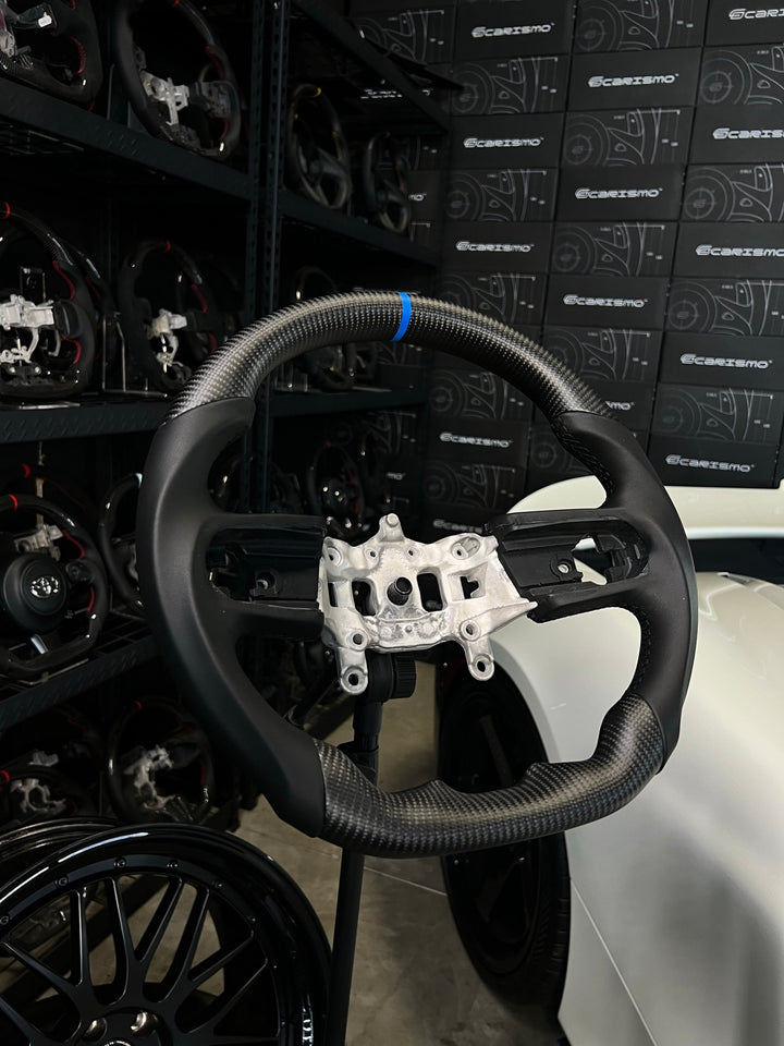 [Made to Order] Jeep Wrangler (JL) - Sport - Matte Carbon - Smooth Leather - Black Stitching - Blue Stripe