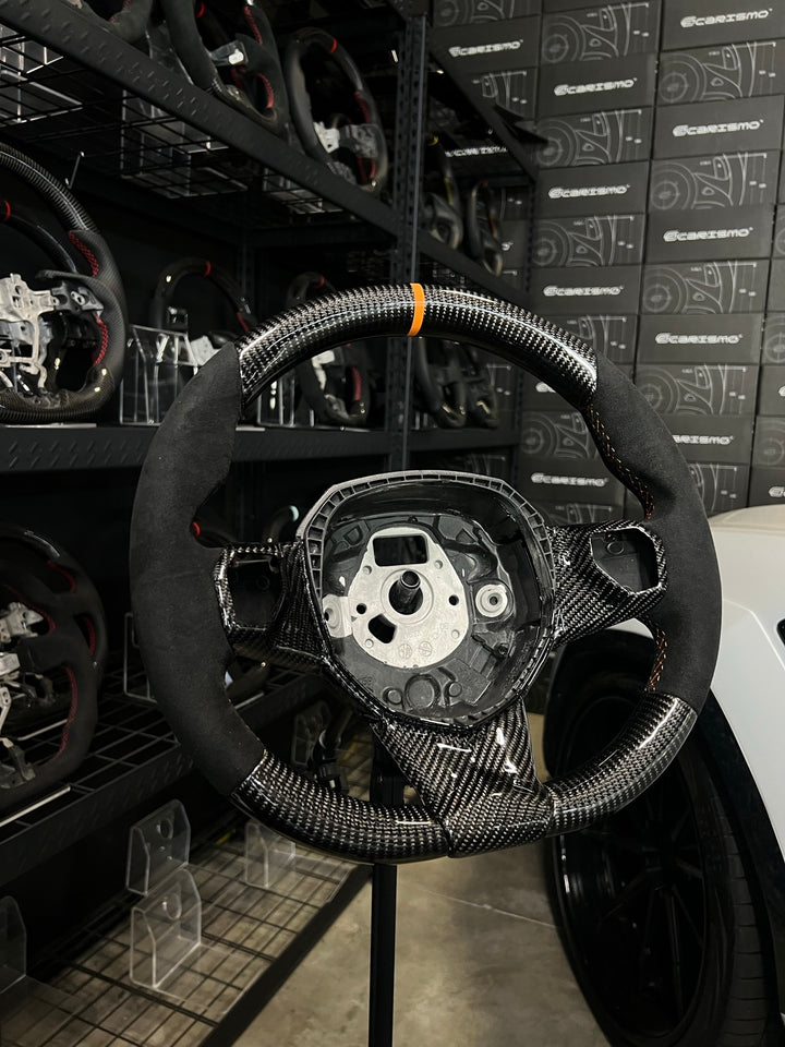 [Made to Order] Lamborghini Aventador - OEM Shape - Gloss Carbon - Alcantara - Orange Stitching - Orange Stripe