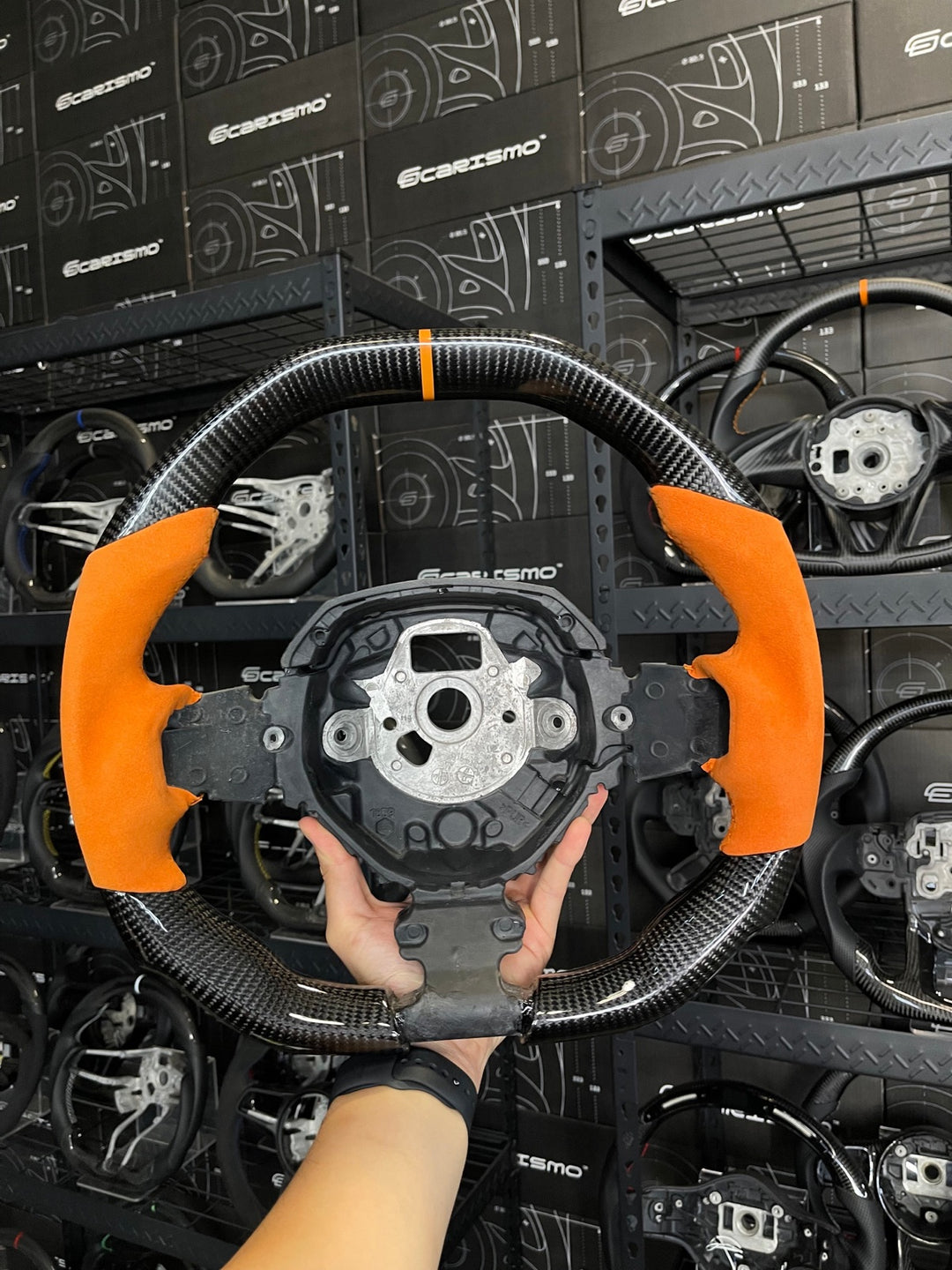[Made to Order] Lamborghini Aventador - Signature - Gloss Carbon - Orange Alcantara - Orange Stitching - Orange Stripe