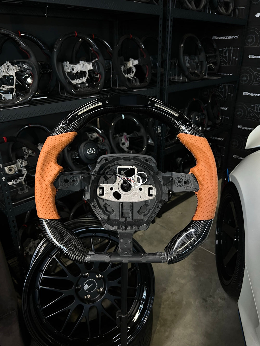 [Made to Order] Lamborghini Huracan - Classic RPM LED - Gloss Carbon - Orange Perforated Leather - Black Stitching - No Stripe