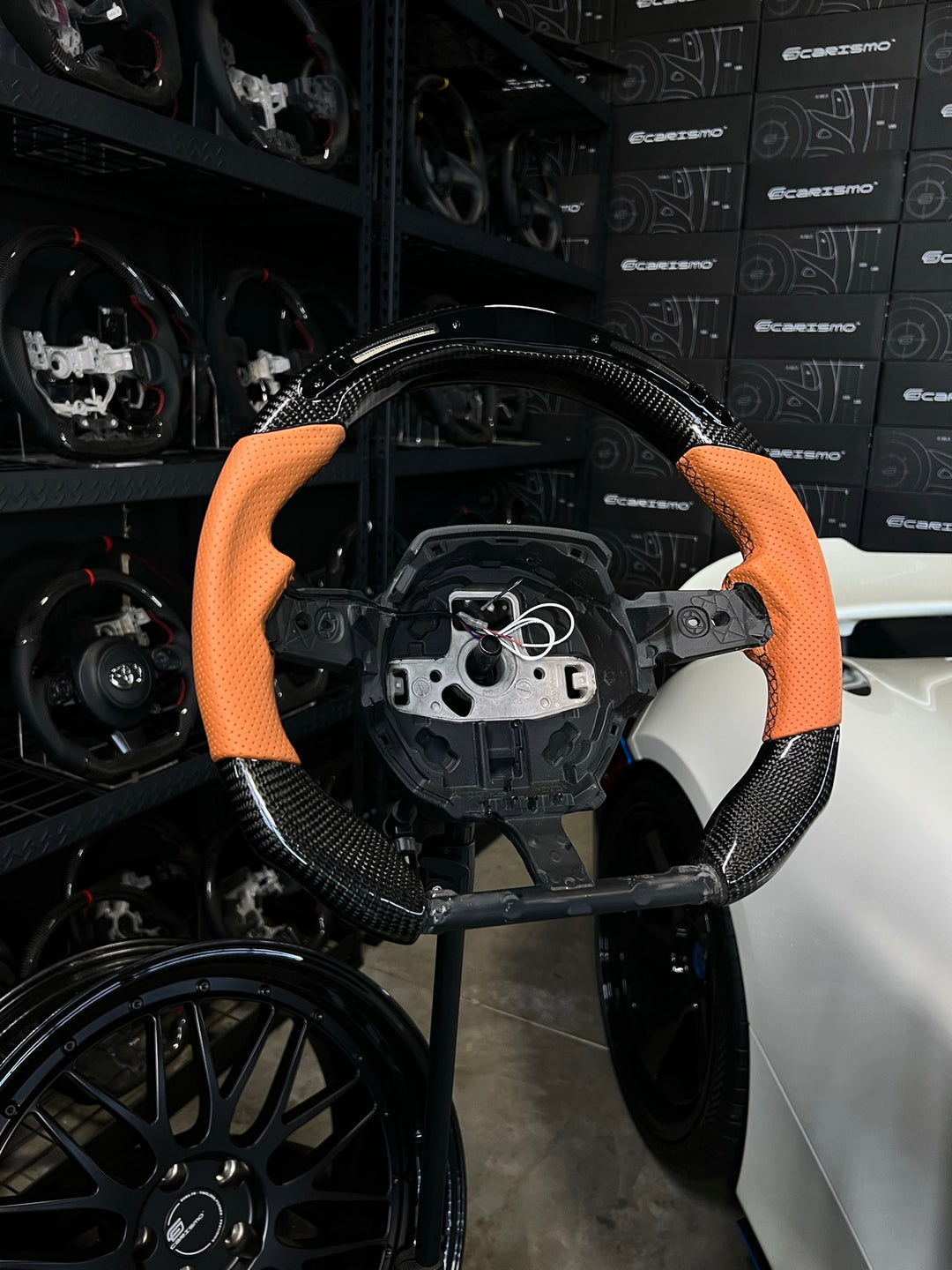 [Made to Order] Lamborghini Huracan - Classic RPM LED - Gloss Carbon - Orange Perforated Leather - Black Stitching - No Stripe
