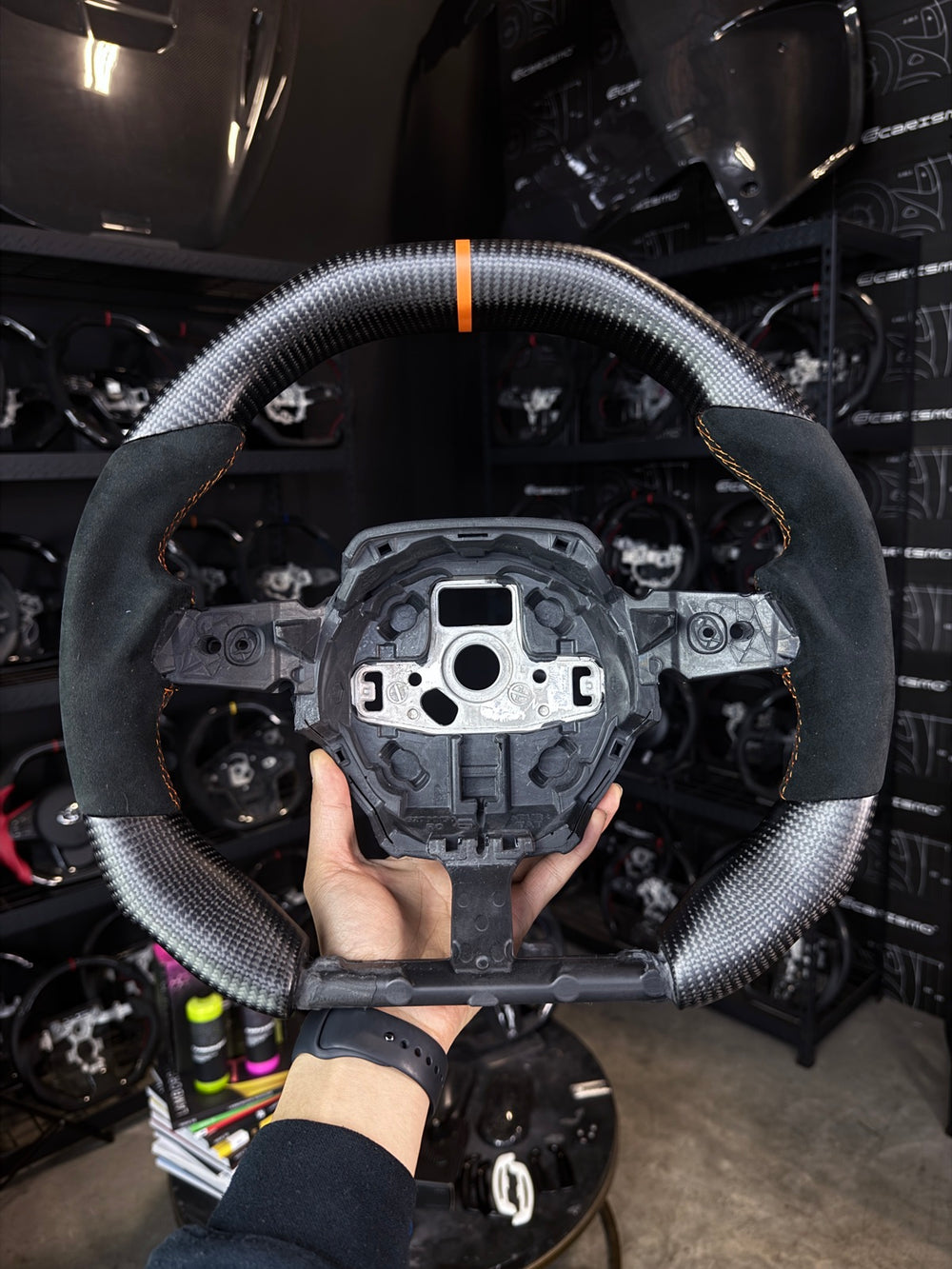 [Made to Order] Lamborghini Huracan - Signature - Matte Carbon - Alcantara - Orange Stitching - Orange Stripe