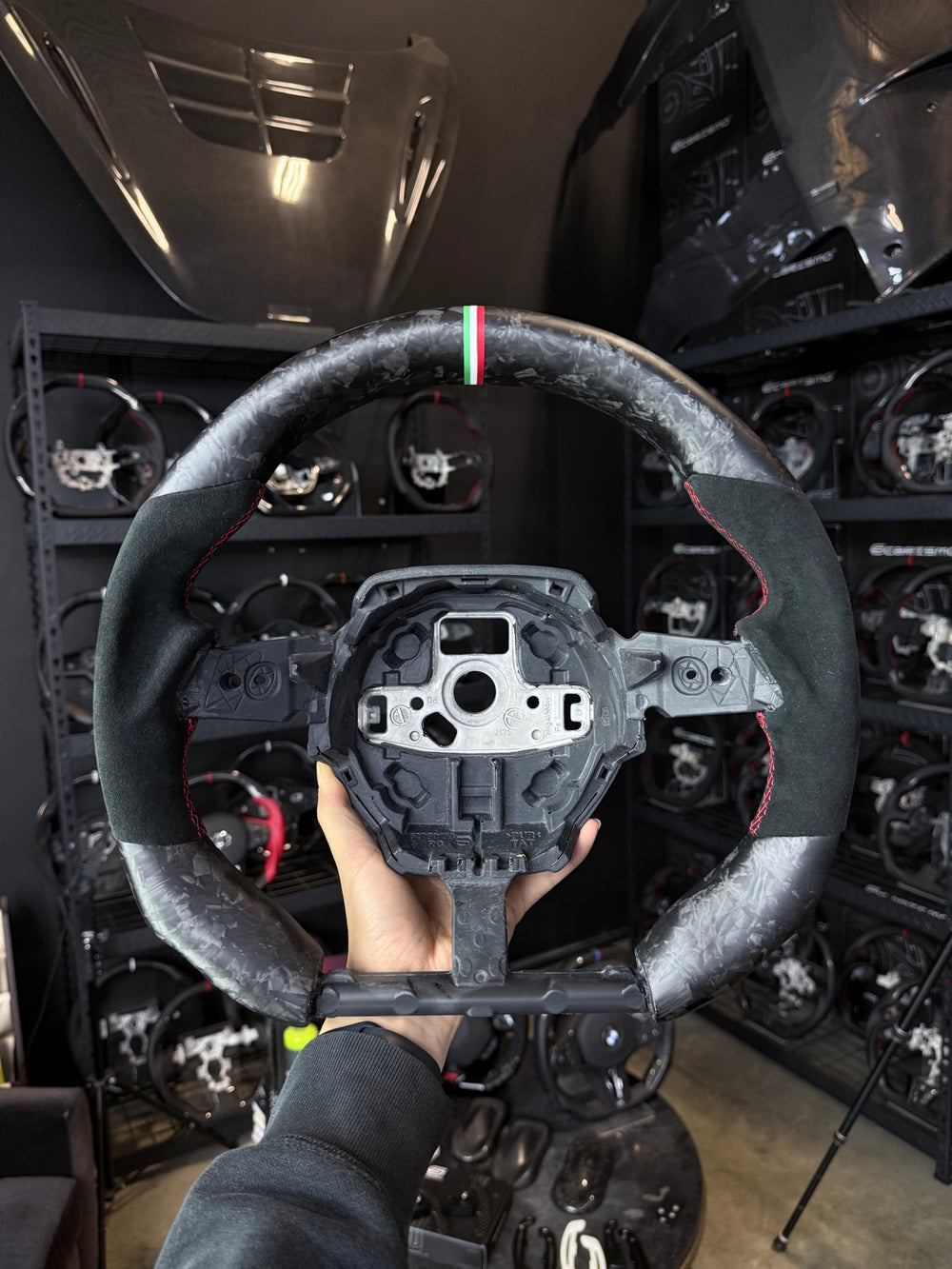 [Made to Order] Lamborghini Huracan - Sport - Matte Forged Carbon - Alcantara - Red Stitching - Italian Flag Colors Stripe
