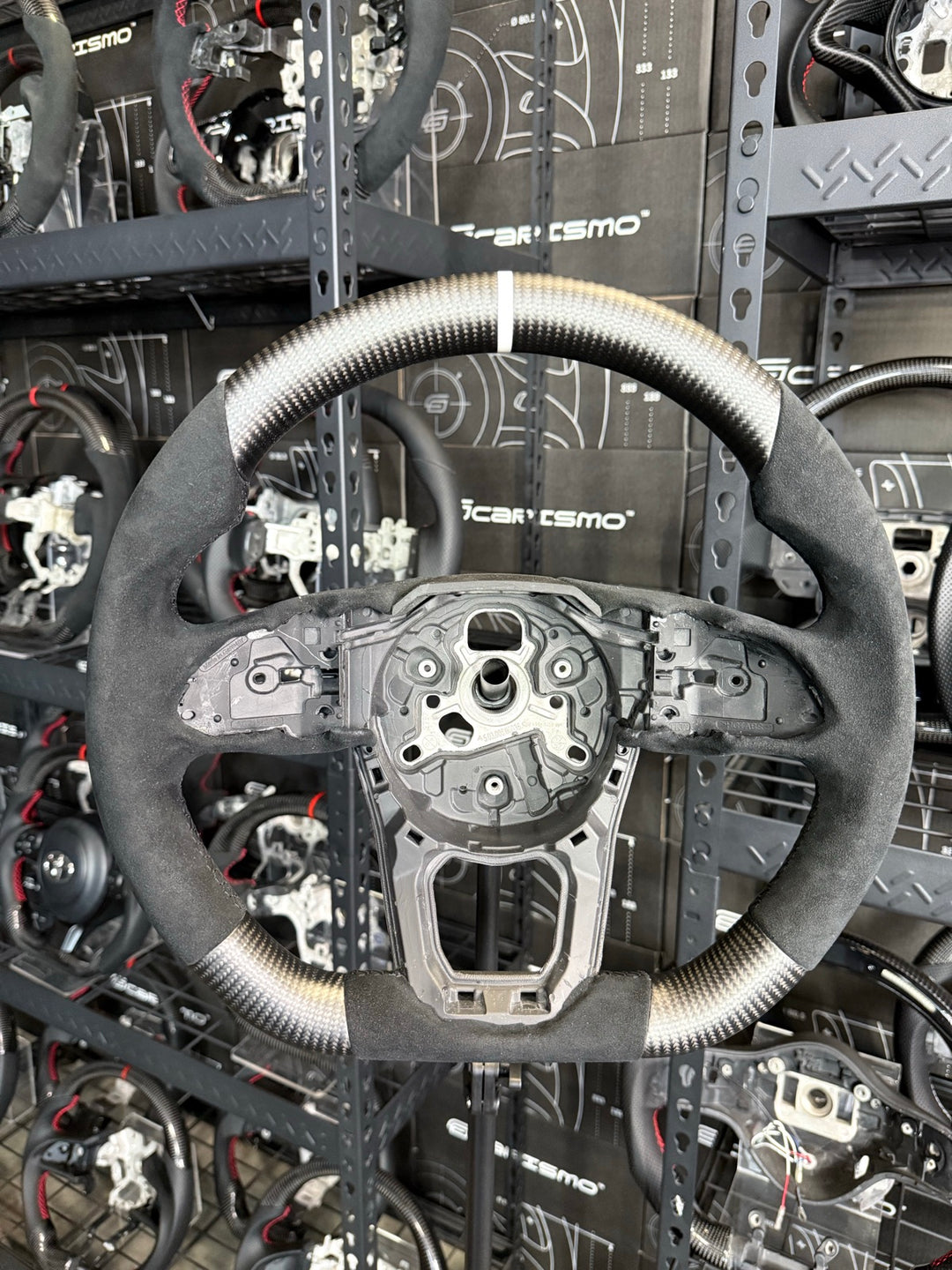 [Made to Order] Lamborghini Revuelto - OEM Shape - Matte Carbon - Alcantara - Black Stitching - White Stripe