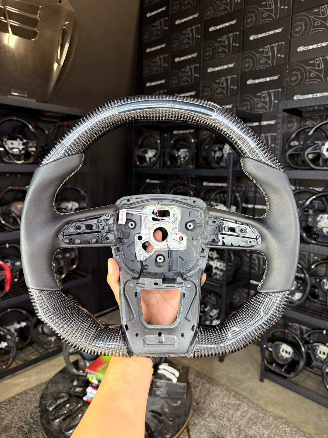 [Made to Order] Lamborghini Urus - Sequential RPM LED - Gloss Carbon - Smooth Leather - Olive Green Stitching - No Stripe