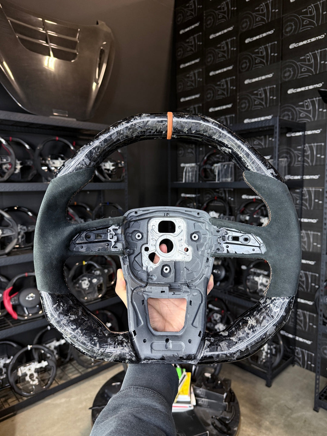 [Made to Order] Lamborghini Urus - Signature - Gloss Forged Carbon - Alcantara - Orange Stitching - Orange Alcantara Stripe