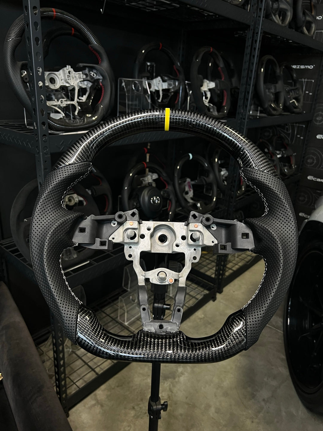 [Made to Order] Mazda MX-5 Miata (ND) - Sport - Gloss Carbon - Perforated Leather - Grey Stitching - Yellow Stripe