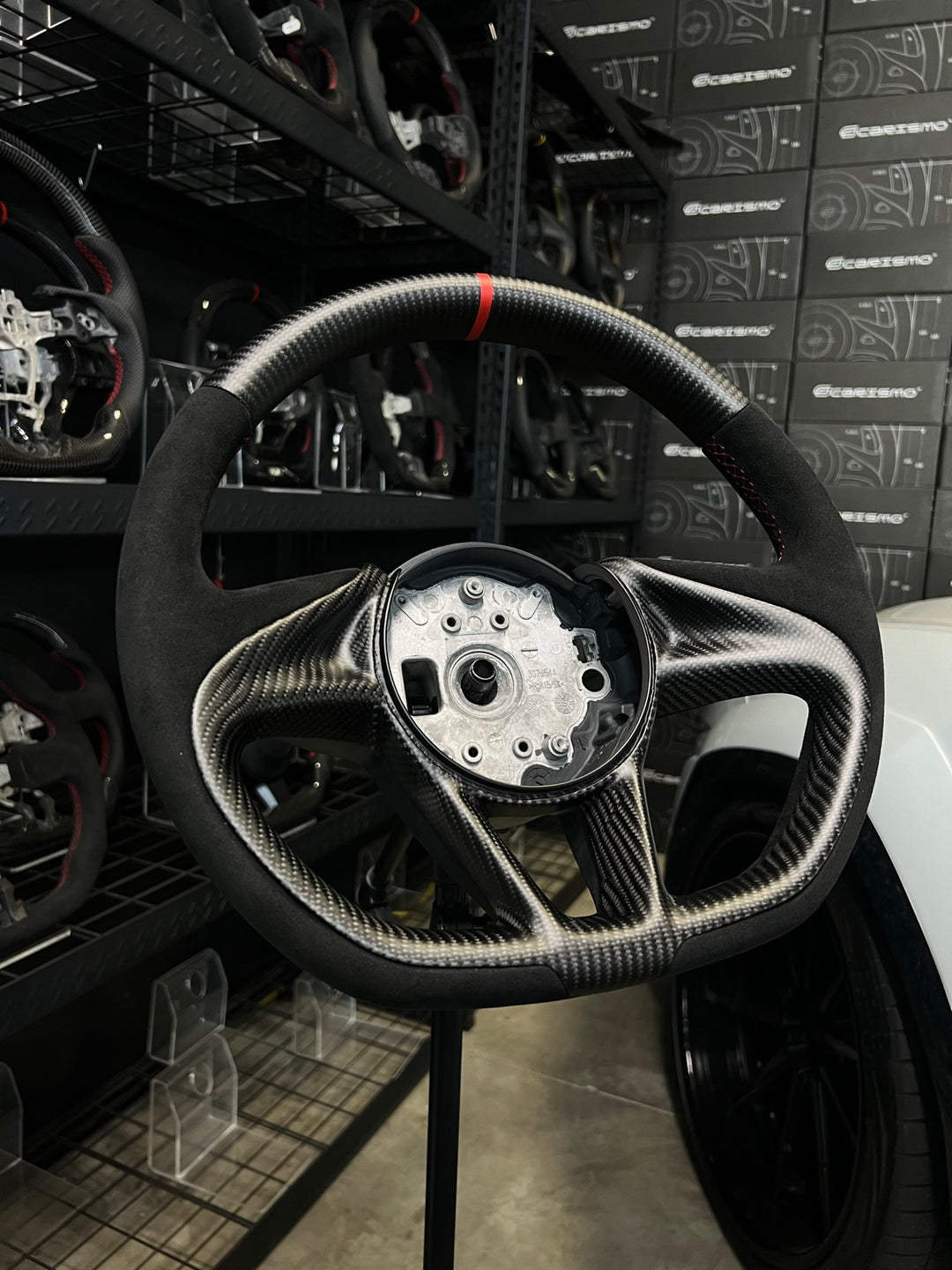[Made to Order] McLaren Super Series - OEM Shape - Matte Carbon - Alcantara - Red Stitching - Red Stripe