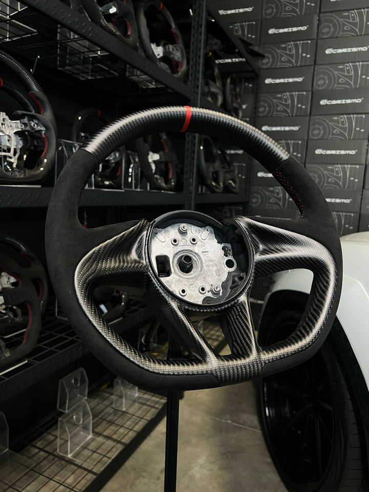 [Made to Order] McLaren Super Series - OEM Shape - Matte Carbon - Alcantara - Red Stitching - Red Stripe