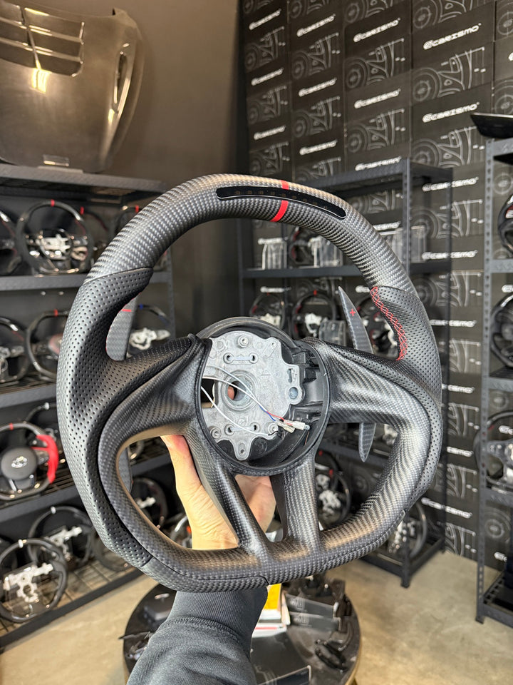 [Made to Order] McLaren Super Series - Sequential RPM LED - Matte Carbon - Perforated Leather - Red Stitching - Red Stripe