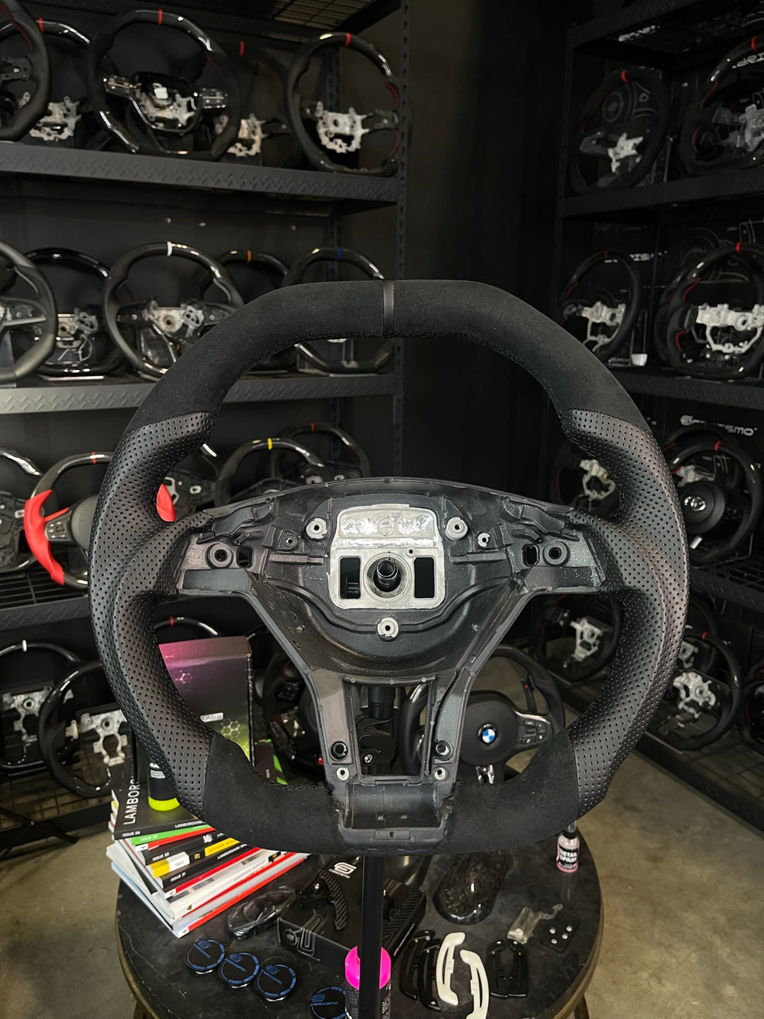 [Made to Order] Mercedes/AMG (2012 AMG Performance Wheel) - Signature - (No Carbon) Alcantara - Perforated Leather - Black Stitching - Black Smooth Leather Stripe