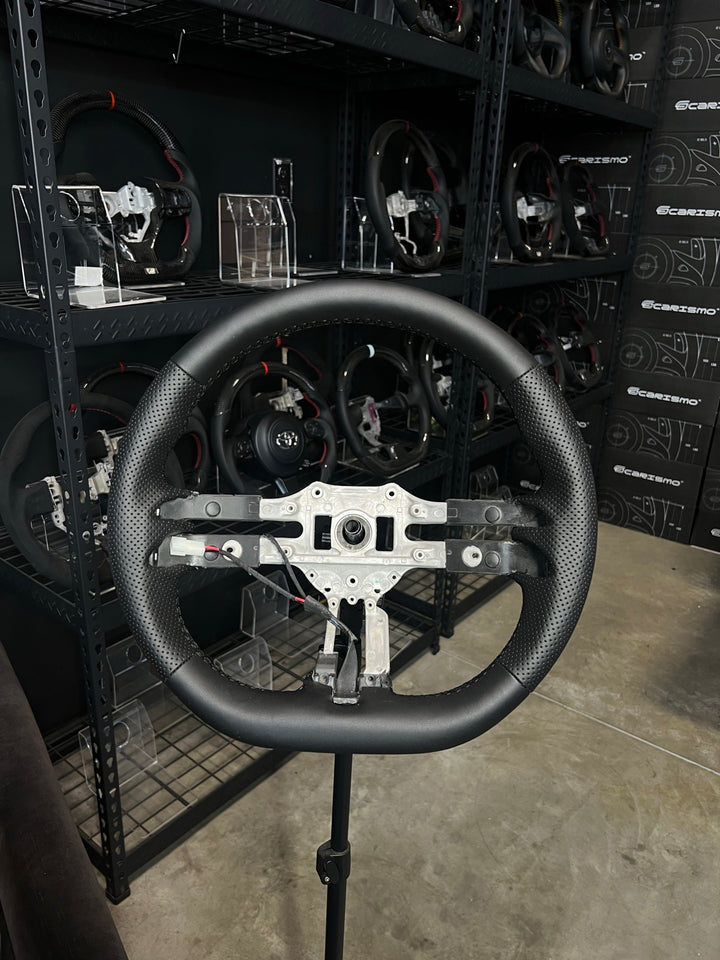 [Made to Order] Mercedes/AMG (2022 AMG Performance Wheel) - OEM Shape - Full Leather - Perforated Leather - Black Stitching - No Stripe