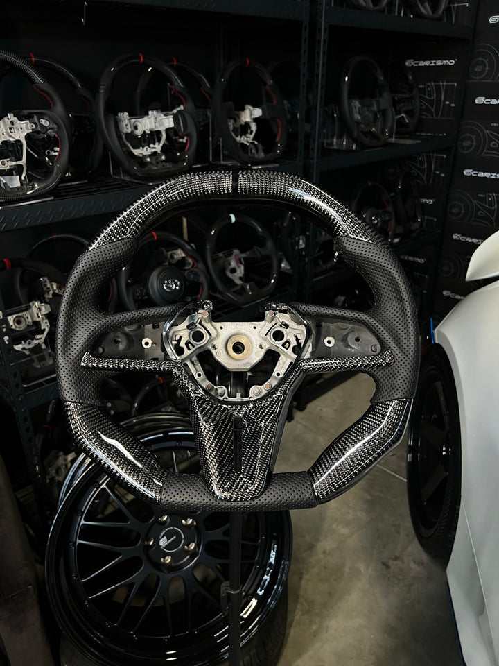 [Made to Order] Nissan GT-R (R35 EBA) - Signature - Gloss Carbon - Perforated Leather - Black Stitching - Black Stripe