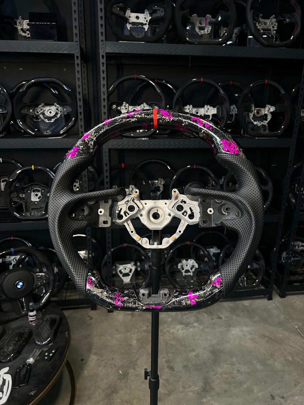 [Made to Order] Nissan GT-R (R35 EBA) - Sport - Gloss Forged Carbon with Purple Flakes - Perforated Leather - Black Stitching - Red Stripe