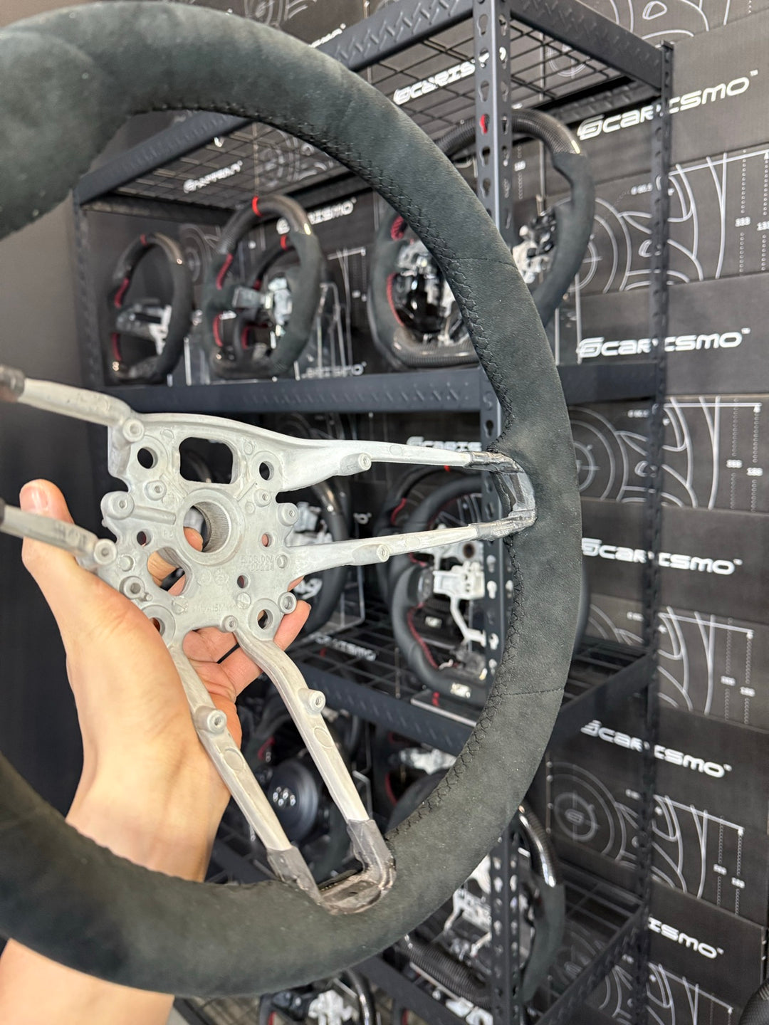 [Made to Order] Porsche (992.1 Wheel) - OEM Shape - (Full Alcantara) Alcantara - Alcantara - Black Stitching - No Stripe
