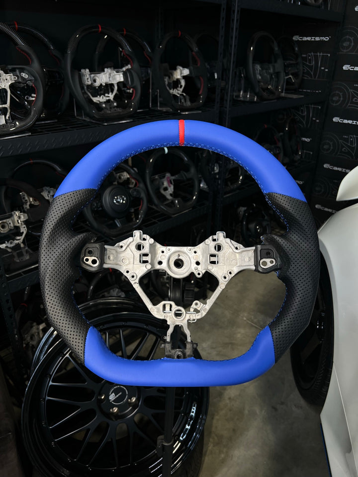 [Made to Order] Toyota GR86 (ZN8) - Sport - Full Leather (Blue Smooth Leather) - Perforated Leather - Blue Stitching - Red Smooth Leather Stripe