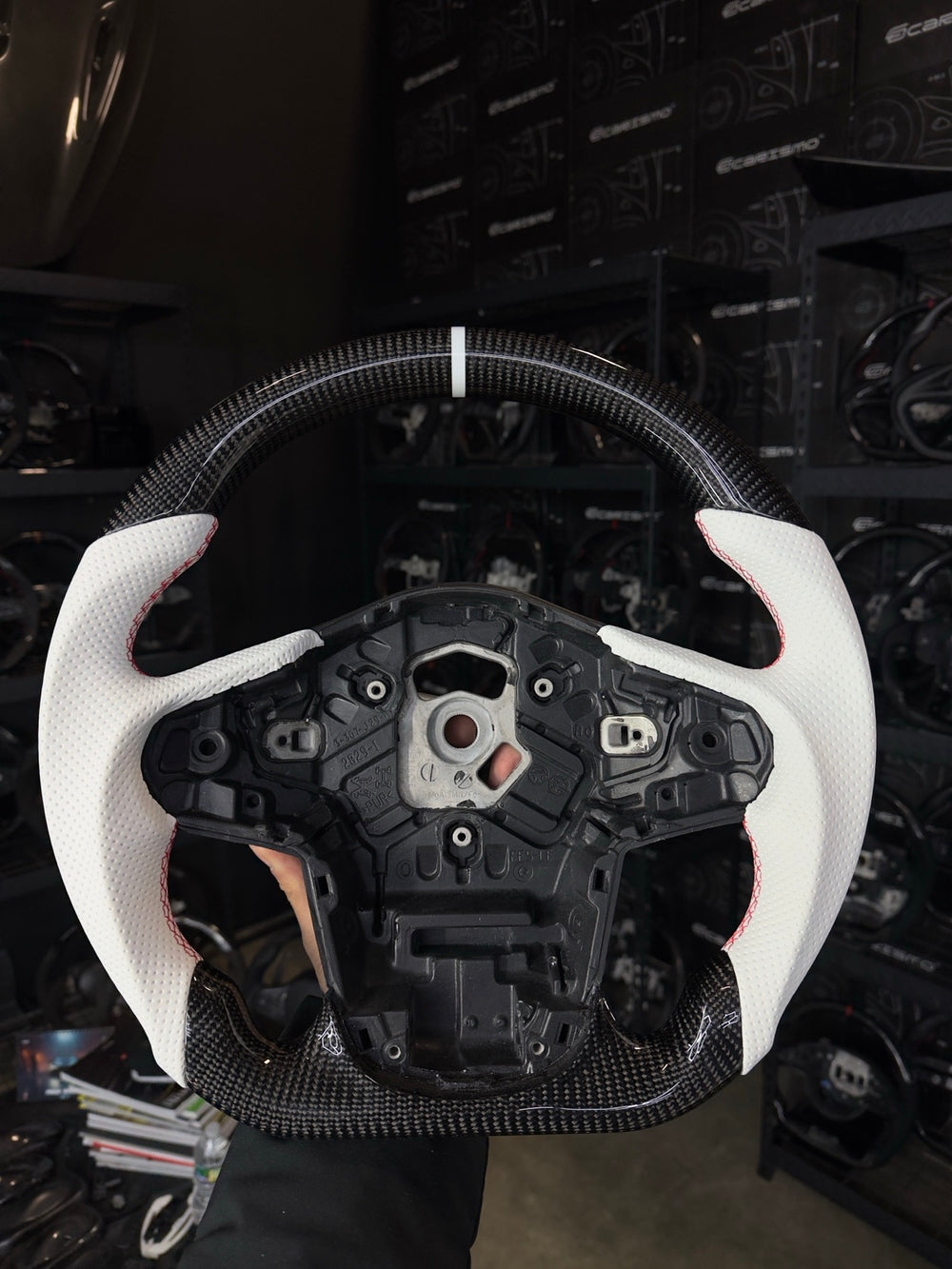 [Made to Order] Toyota Supra (MKV) - Sport - Gloss Carbon - White Perforated Leather - Red Stitching - White Stripe