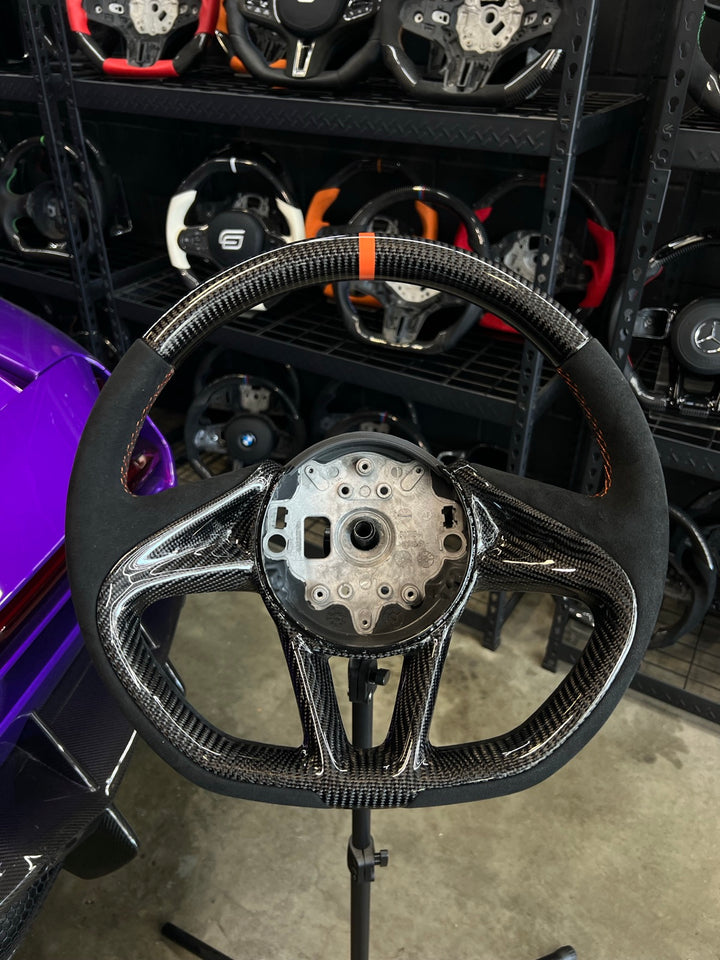 [Media/Test] McLaren Super Series - OEM Shape - Gloss Carbon - Alcantara - Orange Stitching - Orange Stripe