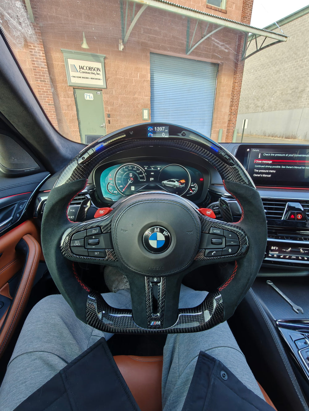 Carismo Steering Wheel For BMW G-Series (M Performance Wheel) - Classic RPM LED - Gloss Carbon - Alcantara - Red