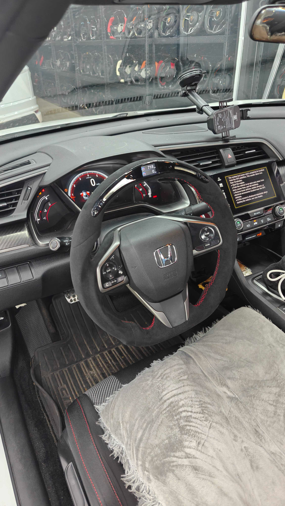 [Made to Order] Honda Civic (FC) / Type R (FK8) - Classic RPM LED - (Full Alcantara) Alcantara - Alcantara - Red Stitching - No Stripe