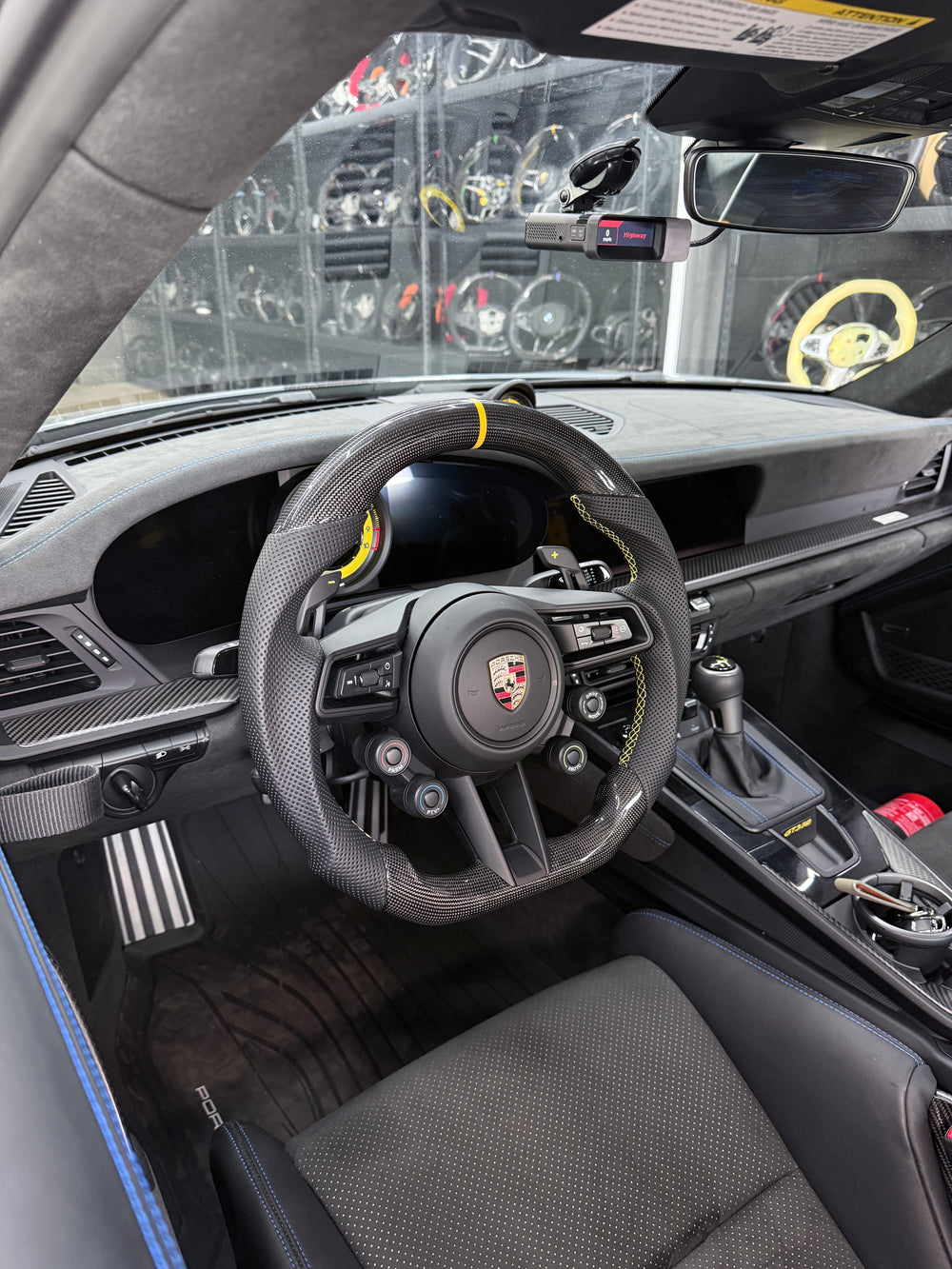 Carismo Steering Wheel For Porsche (992.1 Wheel) - Sport - Gloss Plain Carbon - Perforated Leather - Yellow