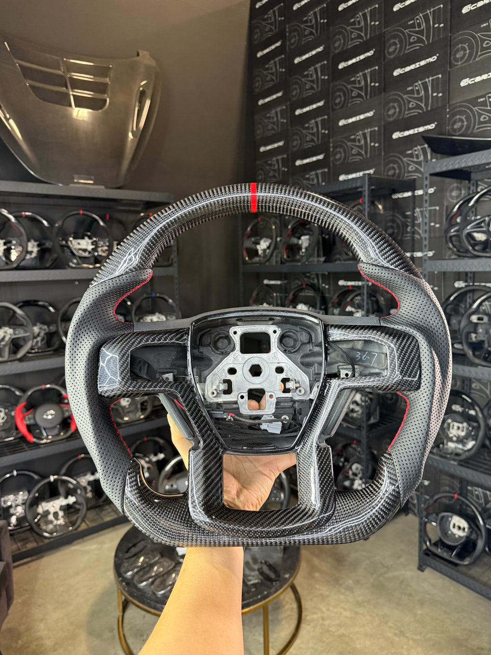 Carismo Steering Wheel For Ford F-150 Raptor (Gen 2) - Sport - Gloss Carbon - Perforated Leather - Red