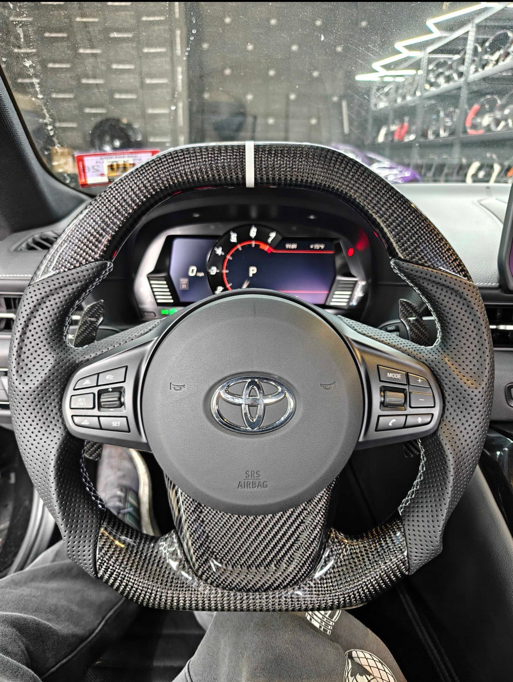 Carismo Steering Wheel For Toyota Supra (MKV) - Signature - Gloss Carbon - Perforated Leather - White