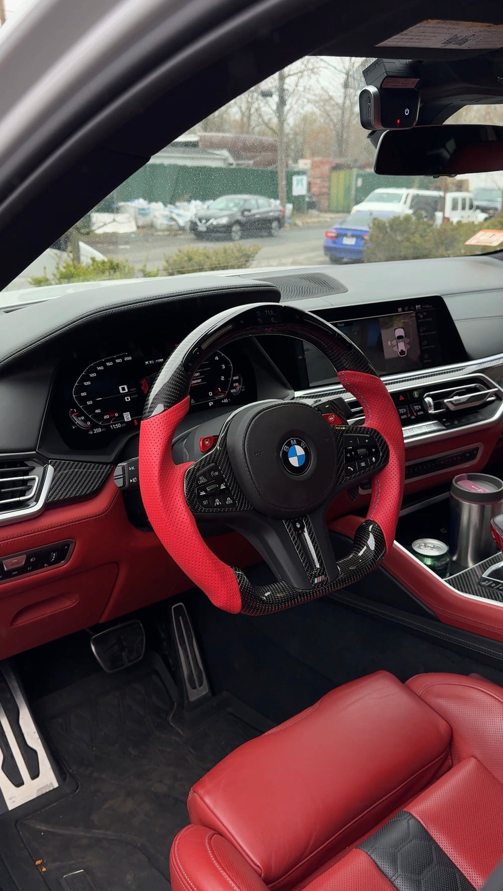 [Made to Order] BMW G-Series (M Performance Wheels) - Classic RPM LED - Gloss Carbon - Red Perforated Leather - BMW M Colors Stitching - No Stripe