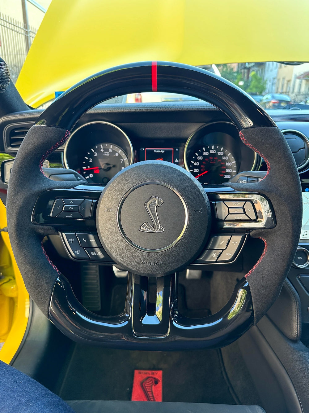 [Made to Order] Ford Mustang (S550 2018 Refresh) - Sport - (No Carbon) Piano Black - Alcantara - Red Stitching - Red Stripe