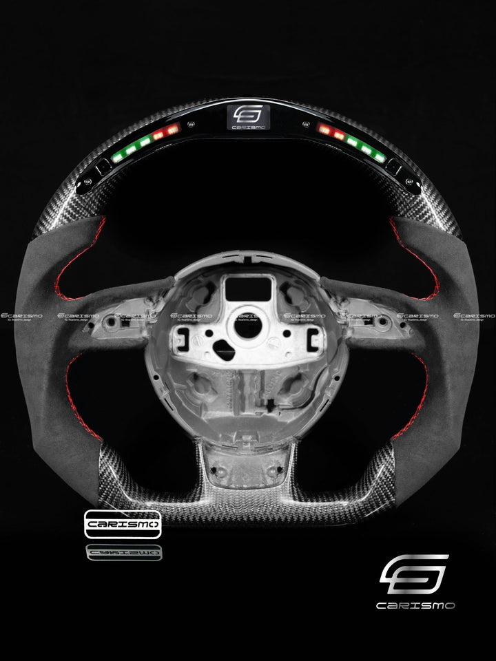 Carismo Steering Wheel For Audi A4 / S4 / RS4 (B8.5 Flat Bottom) - Classic RPM LED - Gloss Carbon - Alcantara - Carismo