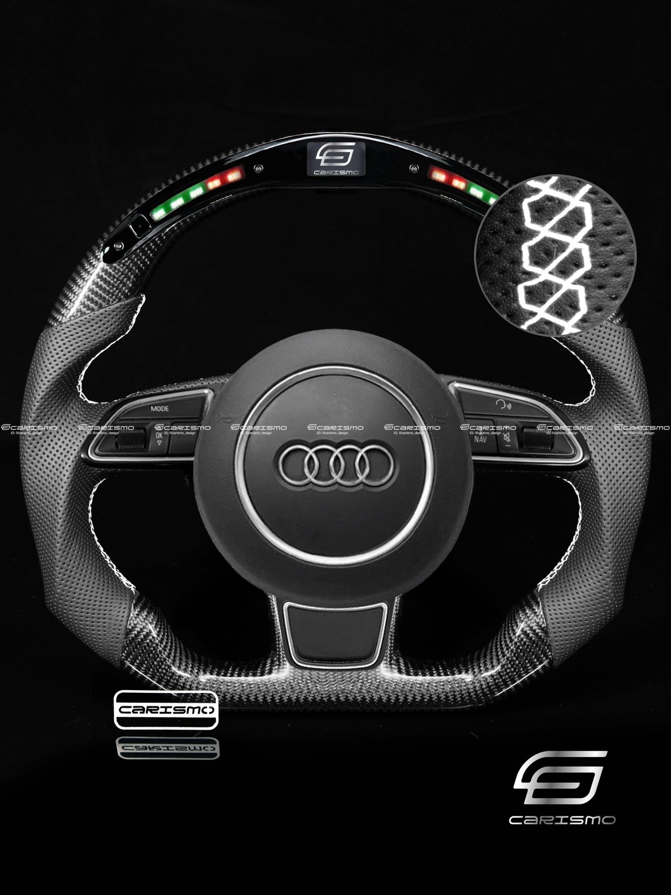 Carbon Fiber Effect Steering Wheel Trim For Audi A4 A3 Q5 A6 Q7 – 8P 8R