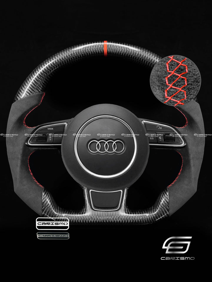 Carismo Steering Wheel For Audi A4 / S4 / RS4 (B8.5 Flat Bottom) - Sport - Gloss Carbon - Alcantara - Carismo