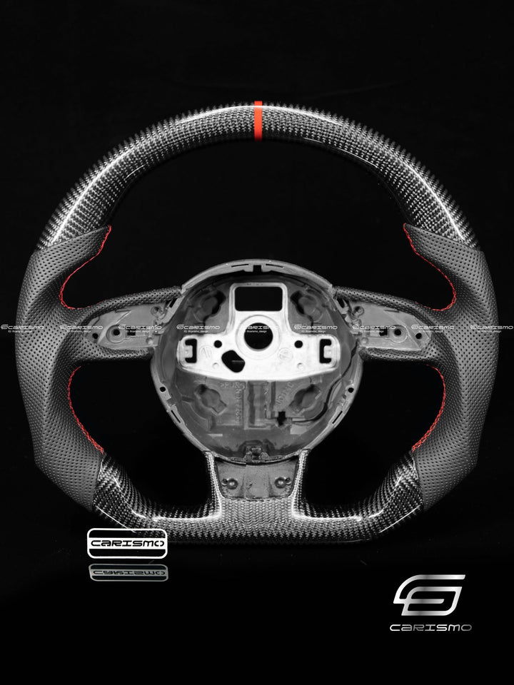 Carismo Steering Wheel For Audi A4 / S4 / RS4 (B8.5 Flat Bottom) - Sport - Gloss Carbon - Perforated Leather - Carismo
