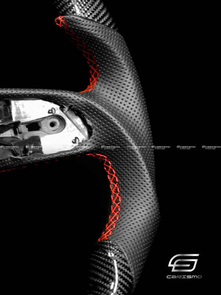 Carismo Steering Wheel For Audi A4 / S4 / RS4 (B9 Flat Bottom) - Sport - Gloss Carbon - Perforated Leather - Carismo