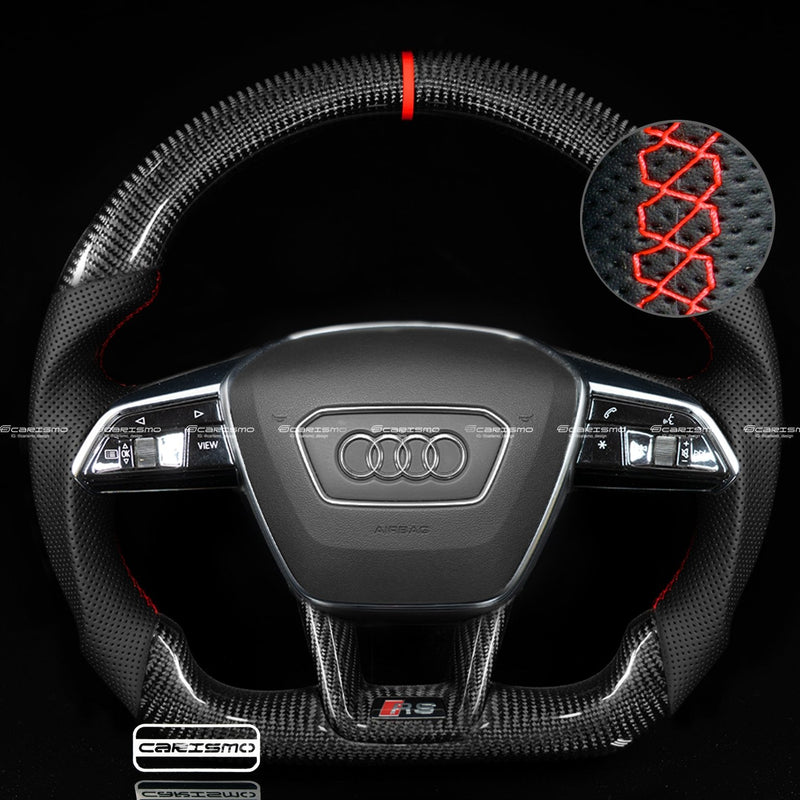 Carismo Steering Wheel For Audi (C8 Wheel) - Sport - Gloss Carbon - Perforated Leather-Collection