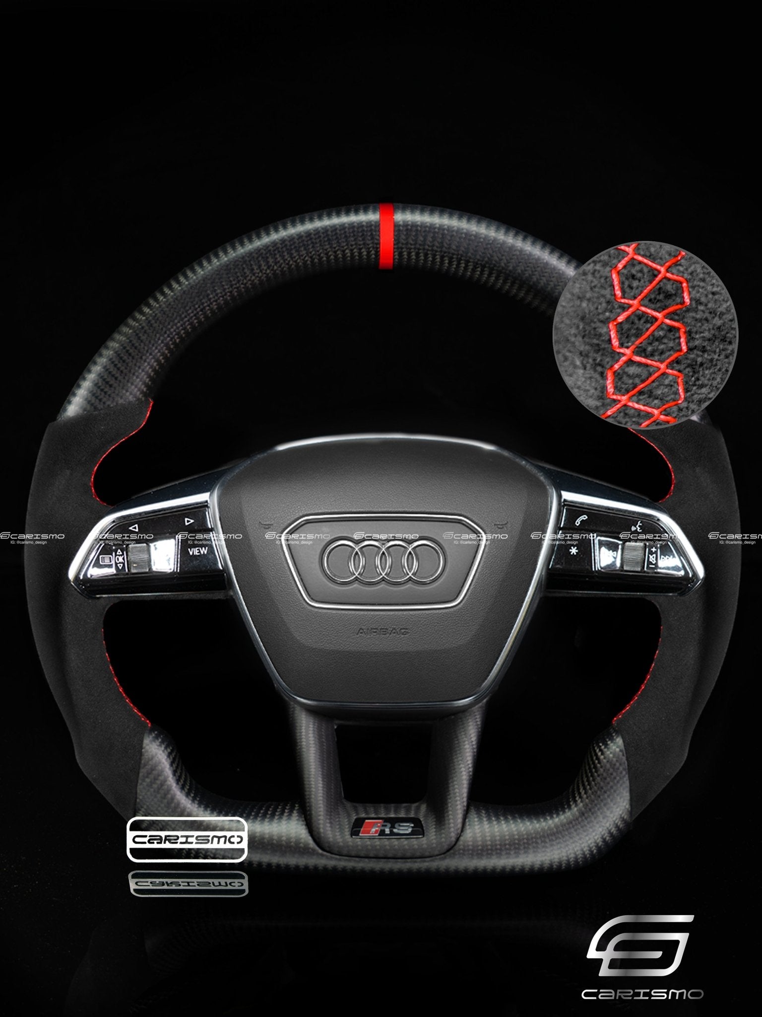 Carismo Steering Wheel For Audi A6 / S6 / RS6 (C8 Flat Bottom) - Sport - Matte Carbon - Alcantara - Carismo