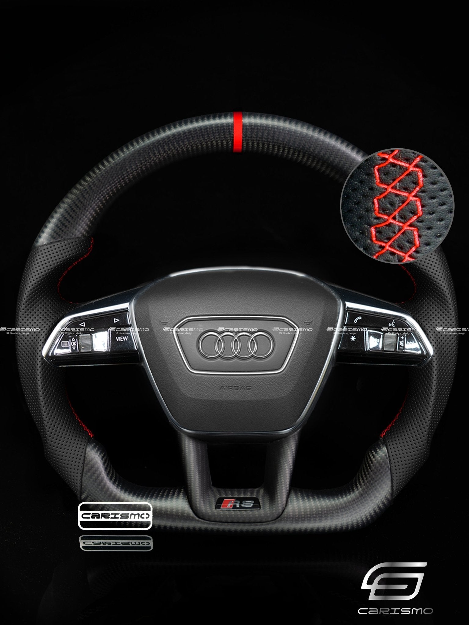 Carismo Steering Wheel For Audi C8 Wheel Sport Matte Carbon Perforated Leather