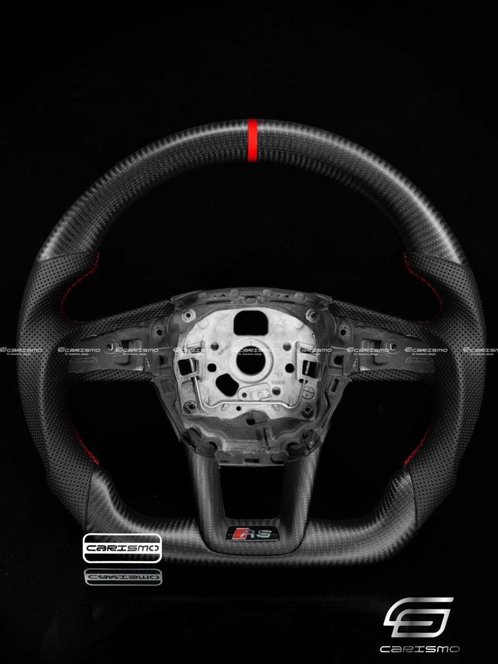 Carismo Steering Wheel For Audi A6 / S6 / RS6 (C8 Flat Bottom) - Sport - Matte Carbon - Perforated Leather - Carismo