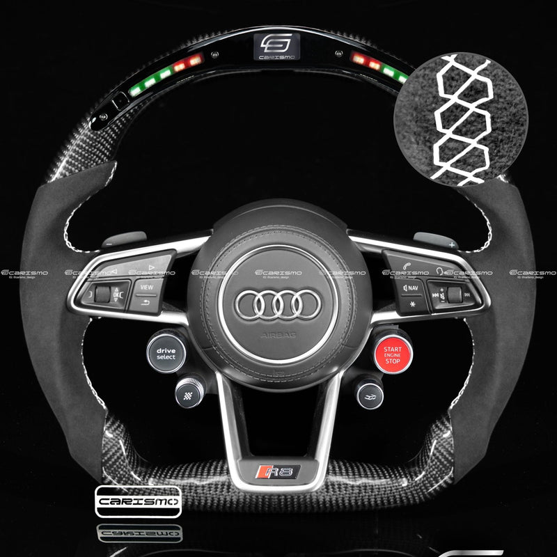 Carismo Steering Wheel For Audi R8 (Gen 2) - Classic RPM LED - Gloss Carbon - Alcantara-Collection